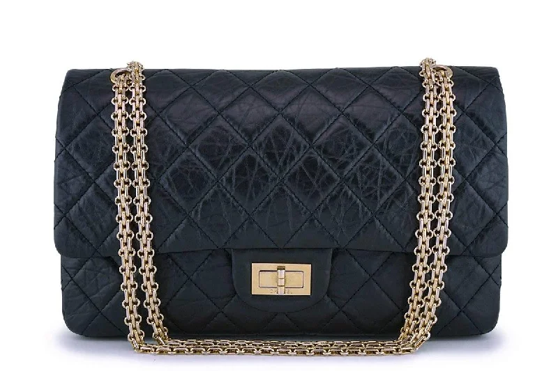 Chanel Black Aged Calfskin Reissue Large 227 2.55 Classic Flap Bag GHW