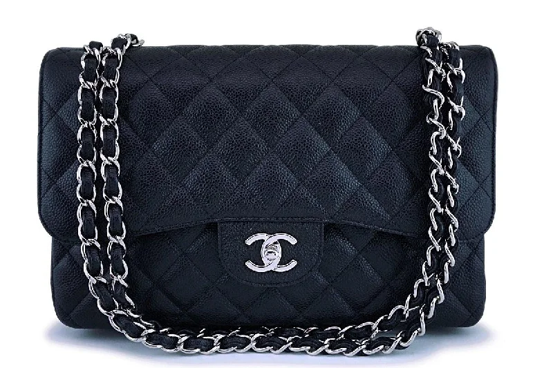 Chanel Black Caviar Jumbo Classic Double Flap Bag SHW