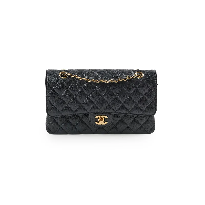 Chanel Medium/Large Double Classic Flap Caviar Black 31 Series